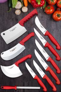 Lazbisa Çelik Silver Profosyonel 10 Parça Mutfak Bıçak Seti Et Ekmek Sebze Meyve Soğan Börek Bıçağı
